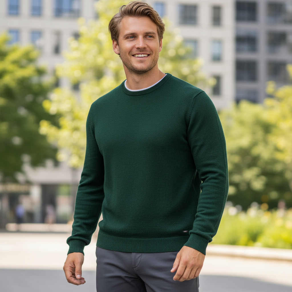 DG's Drifter Mens - Crew Neck Sweater - Bottle Green - 563 55620 38 - Wildvine Clothing, Spalding, Lincolnshire