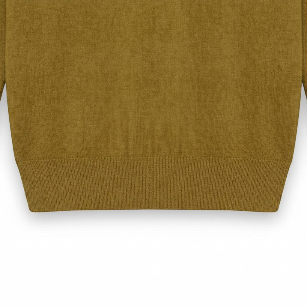 WILDVINE Clothing Co. bronze cotton merino wool blend jumper with ribbed hem detail