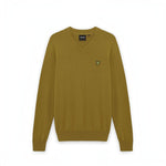 WILDVINE Clothing Co. bronze V-neck jumper in cotton-merino blend with signature eagle logo on chest.