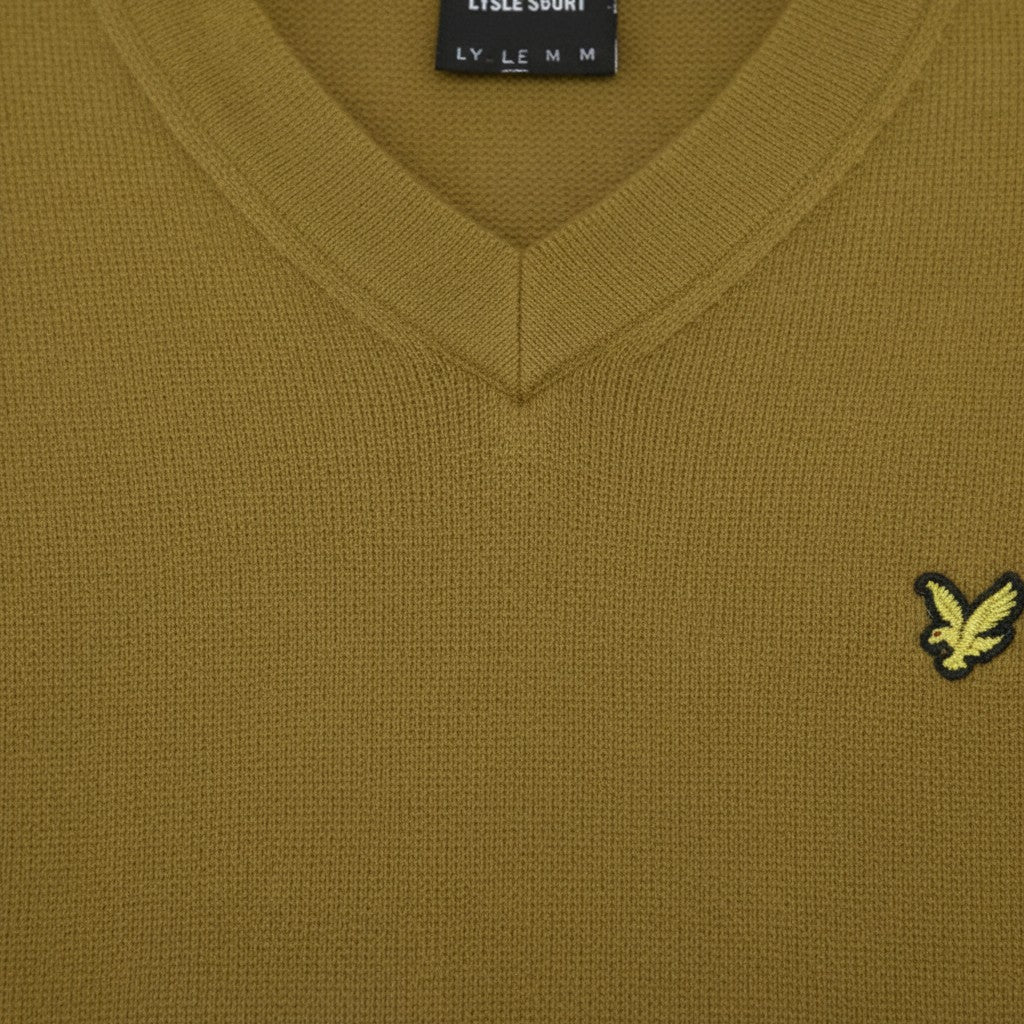 WILDVINE Clothing Co. bronze Lyle & Scott cotton merino wool V-neck jumper with signature eagle logo embroidery