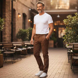 MEYER Chicago Mens Trousers – 2-5627 45 Fine Texture Luxury Chinos - Modern Fit – Brown