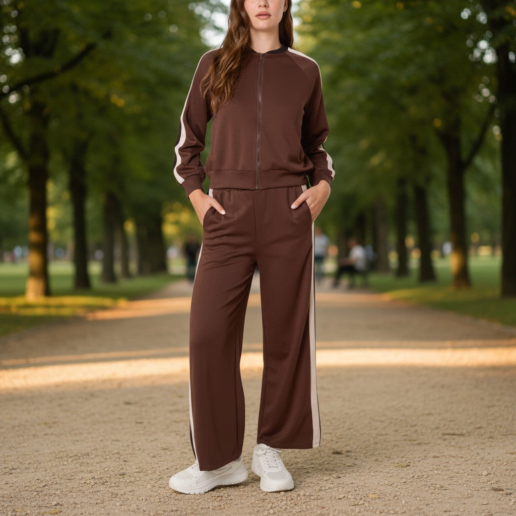 QED London - Ladies - Stripe Bomber Jacket & Matching Trouser Set - Wildvine Clothing, Spalding, Lincolnshire