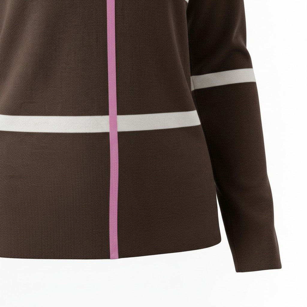 Alice Collins - Karlie Stripe Pullover - Chocolate Chip/W.White - 037A003 - Wildvine Clothing, Spalding, Lincolnshire