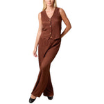 QED London - Ladies - Textured Waistcoat & Trouser Set Chocolate - Wildvine Clothing, Spalding, Lincolnshire