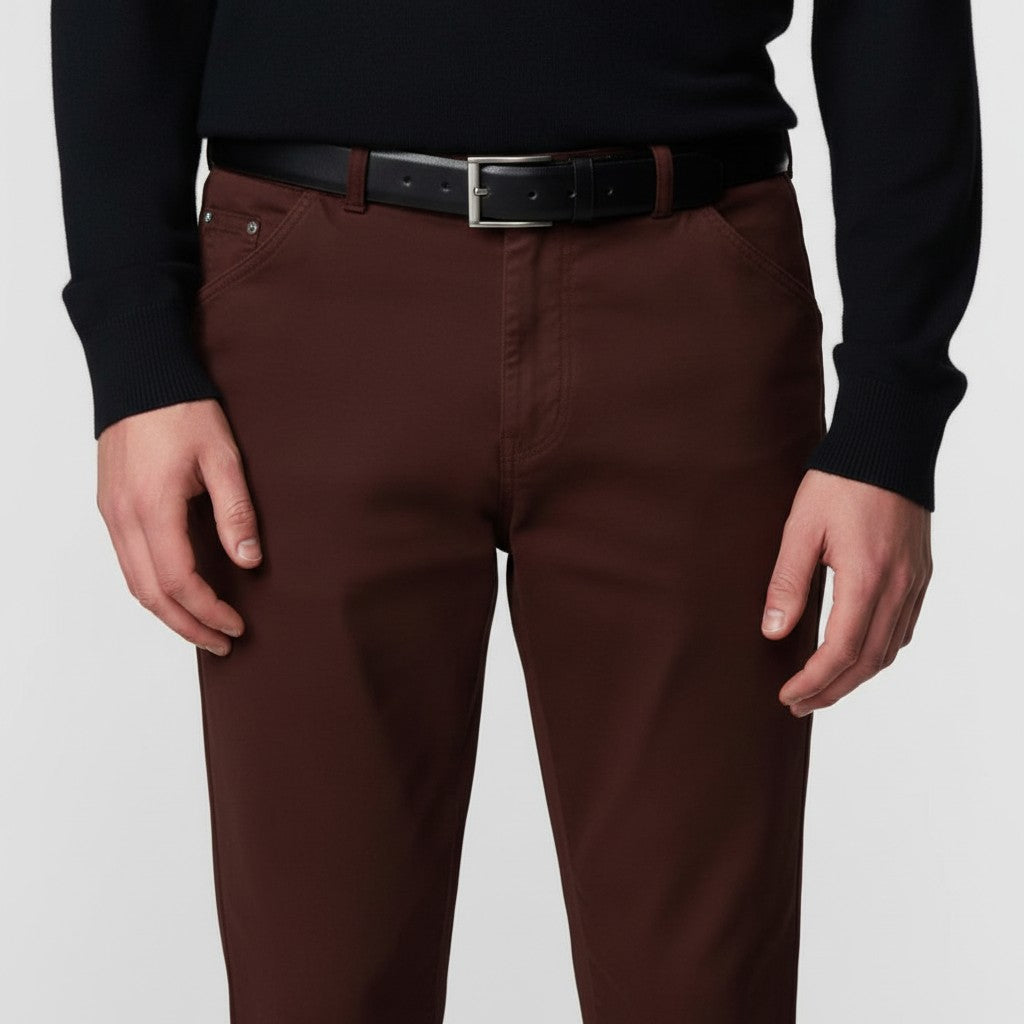 MEYER Chicago Mens Trousers – 2-5613 48 Fine Micro Cotton - Modern Fit - Burgundy - Wildvine Clothing, Spalding, Lincolnshire