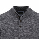 Fynch-Hatton - Mens Knitwear - Buttoned Troyer, Twisted Mouline - Charcoal 998 - Wildvine Clothing, Spalding, Lincolnshire