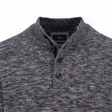 Fynch-Hatton - Mens Knitwear - Buttoned Troyer, Twisted Mouline - Charcoal 998 - Wildvine Clothing, Spalding, Lincolnshire