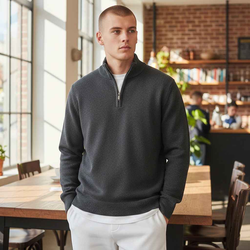 Jackdaw - Mens Finley 1/4 Chenille Sherpa Jumper - Charcoal - Wildvine Clothing, Spalding, Lincolnshire