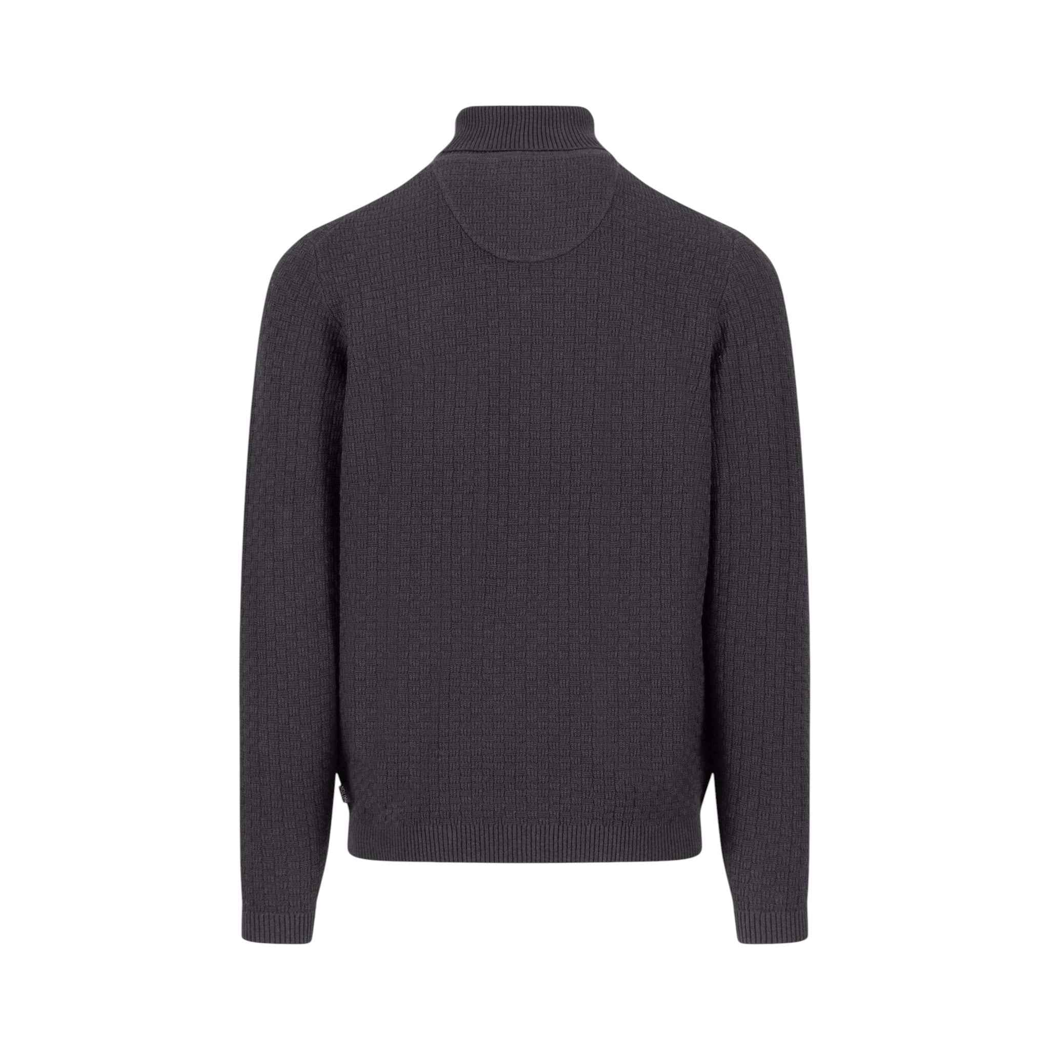 Fynch-Hatton - Mens Knitwear - Rollneck, Structure - Charcoal 998 - Wildvine Clothing, Spalding, Lincolnshire