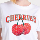 QED - Ladies - 'Cherries' Embellished Print T-Shirt - Wildvine Clothing, Spalding, Lincolnshire