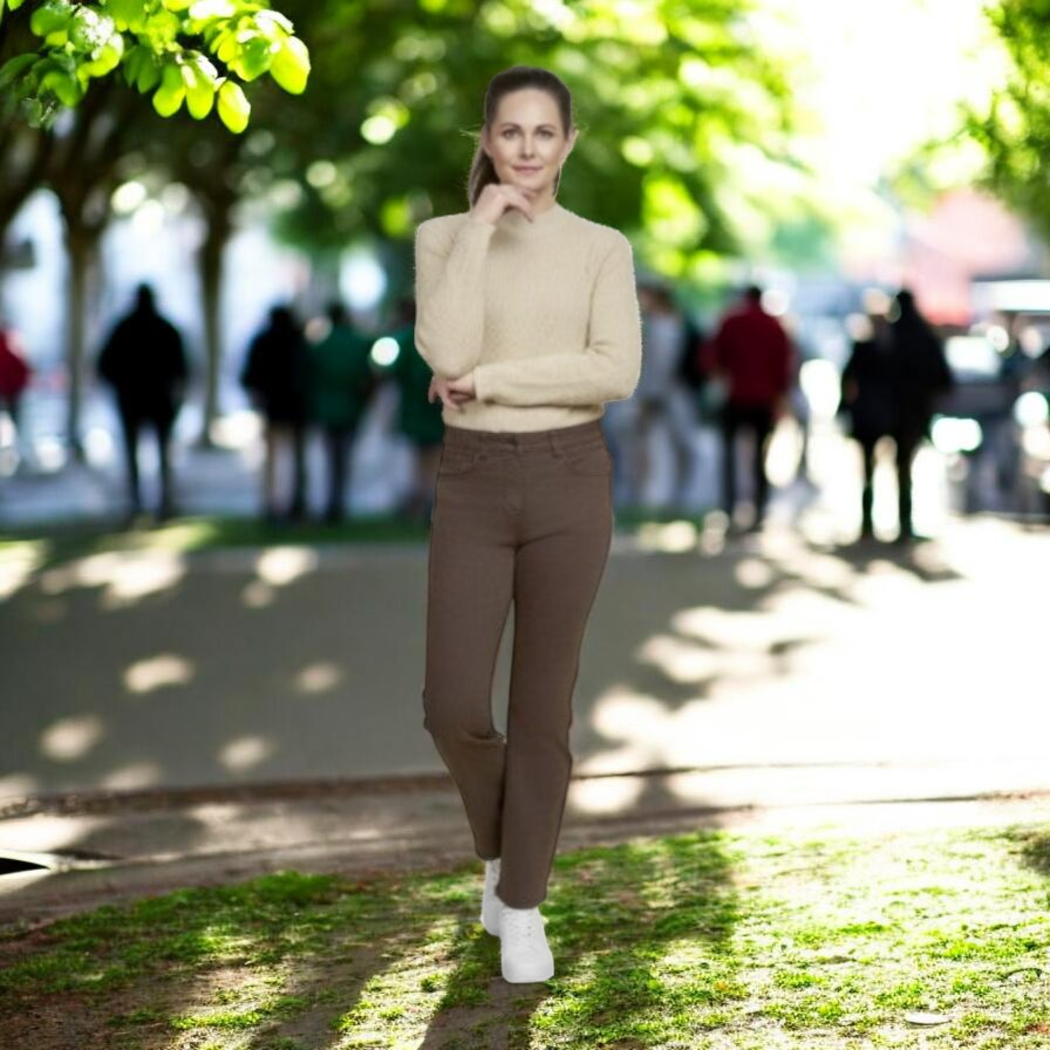 Pinnns - Ladies - 28" Leg Super Stretch Stright Leg Deluxe Jean - Chocolate - Wildvine Clothing, Spalding, Lincolnshire