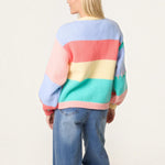 Wild Flower - Ladies - Stitch Colourblock Knit Flower Cardigan - Multi colour - Wildvine Clothing, Spalding, Lincolnshire