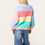 Wild Flower - Ladies - Stitch Colourblock Knit Flower Cardigan - Multi colour - Wildvine Clothing, Spalding, Lincolnshire