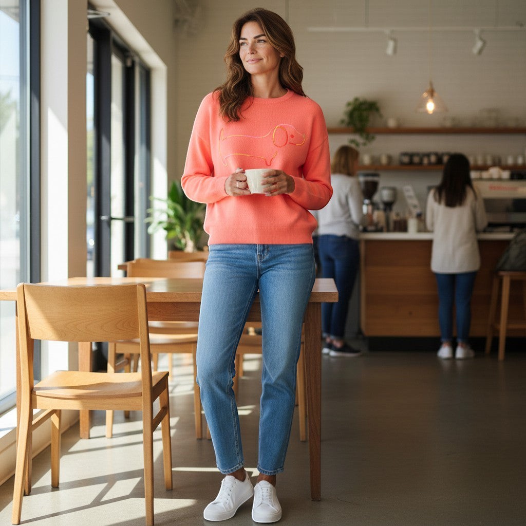 Alice Collins - Ladies - Sausage Dog Pullover - Fiesta - Wildvine Clothing, Spalding, Lincolnshire