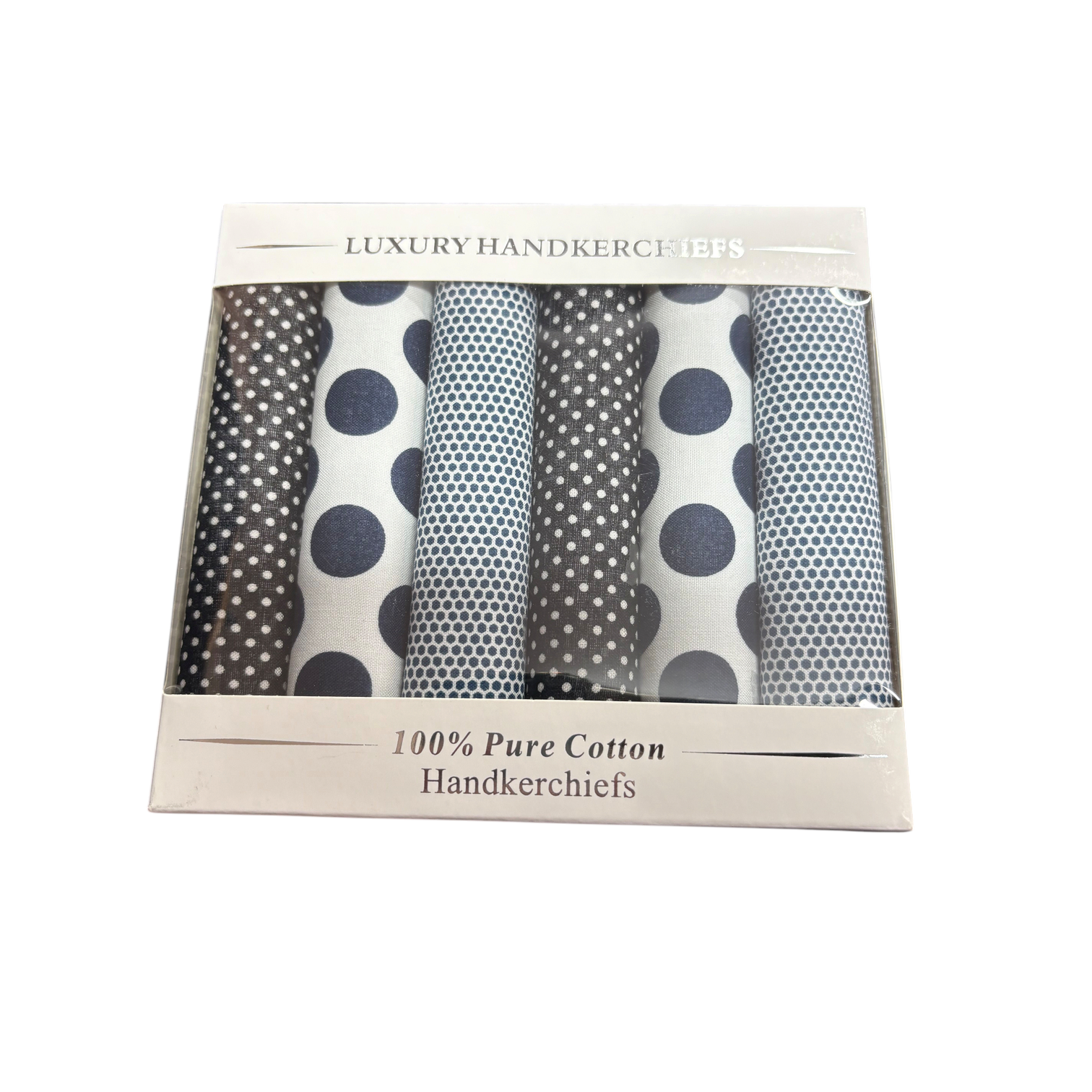 Le Chateau - Mens - Luxury Handkerchiefs - Black and White Spots - Wildvine Clothing, Spalding, Lincolnshire