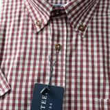Gurteen - Mens - 100% Cotton - Seville - Modern Fit / Short Sleeved - Cranberry Check - 51023 660 - Wildvine Clothing, Spalding, Lincolnshire