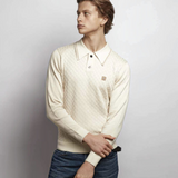 Gabicci Vintage - Mens Cambridge Argyle Knit Polo - Cream - V57GM05 - Wildvine Clothing, Spalding, Lincolnshire
