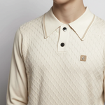 Gabicci Vintage - Mens Cambridge Argyle Knit Polo - Cream - V57GM05 - Wildvine Clothing, Spalding, Lincolnshire