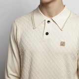 Gabicci Vintage - Mens Cambridge Argyle Knit Polo - Cream - V57GM05 - Wildvine Clothing, Spalding, Lincolnshire