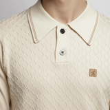 Gabicci Vintage - Mens Cambridge Argyle Knit Polo - Cream - V57GM05 - Wildvine Clothing, Spalding, Lincolnshire