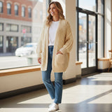 Wild Flower - Ladies - Thick Cable Knit Pockets Cardigan - Cream - Wildvine Clothing, Spalding, Lincolnshire