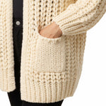 Wild Flower - Ladies - Thick Cable Knit Pockets Cardigan - Cream - Wildvine Clothing, Spalding, Lincolnshire