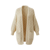 Wild Flower - Ladies - Thick Cable Knit Pockets Cardigan - Cream - Wildvine Clothing, Spalding, Lincolnshire