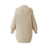 Wild Flower - Ladies - Thick Cable Knit Pockets Cardigan - Cream - Wildvine Clothing, Spalding, Lincolnshire