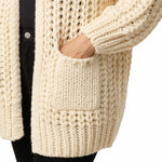 Wild Flower - Ladies - Thick Cable Knit Pockets Cardigan - Cream - Wildvine Clothing, Spalding, Lincolnshire
