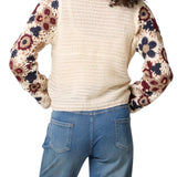 Wild Flower - Ladies - Beaded Floral Crochet V Cardigan - Mocha - Wildvine Clothing, Spalding, Lincolnshire