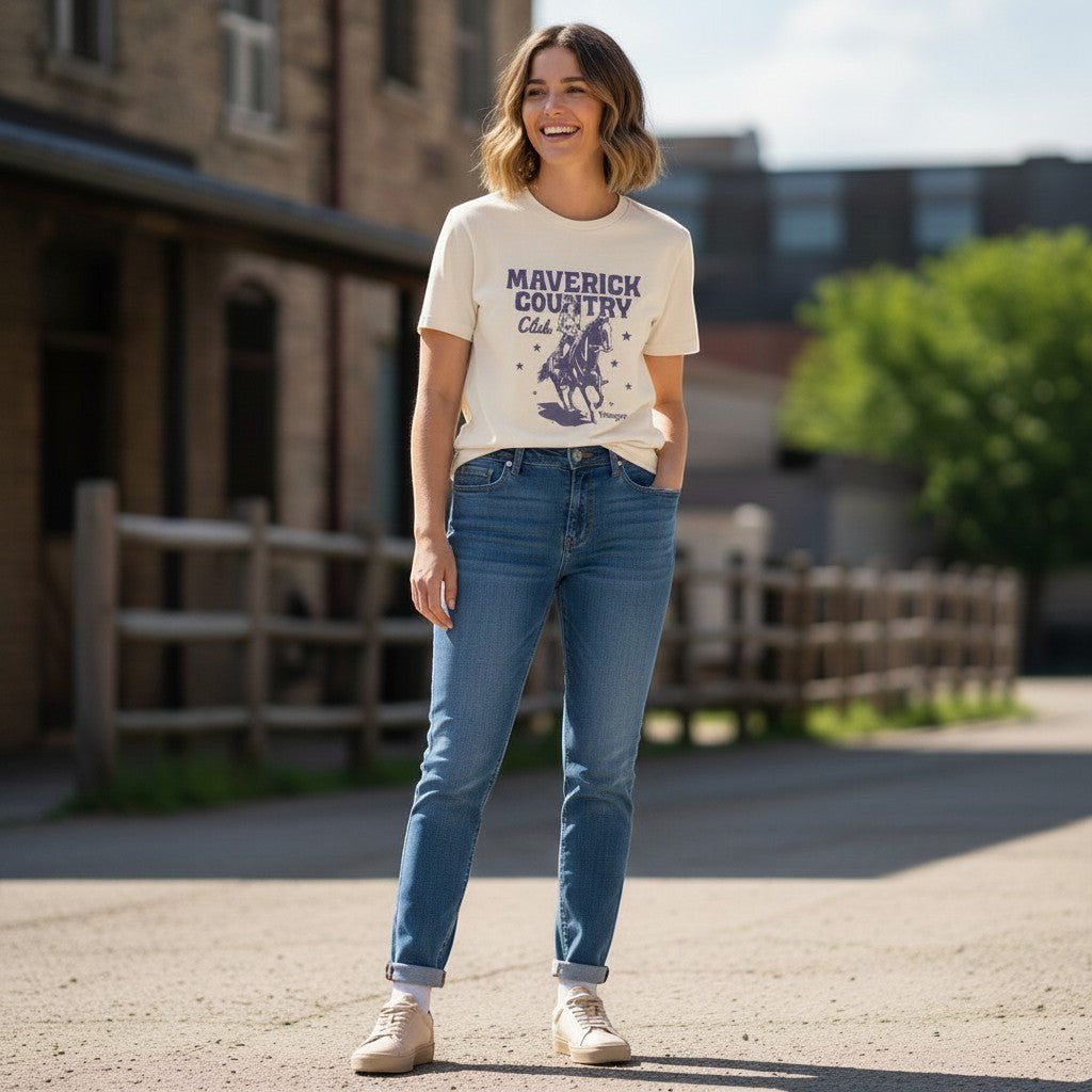Wrangler Womens T-Shirt – Ringer Tee - Worn White - Wildvine Clothing, Spalding, Lincolnshire