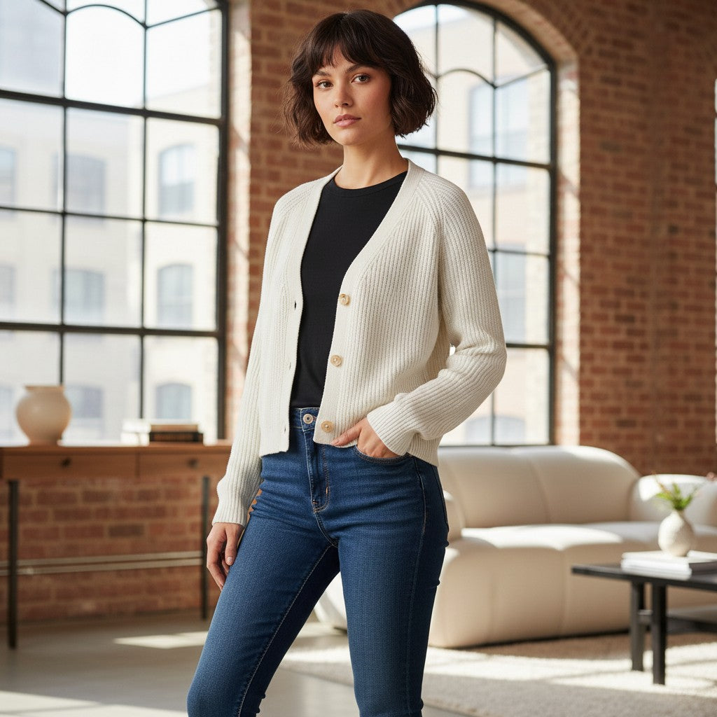 Fynch-Hatton - Ladies Cardigan Cotton - Milk 122 - Wildvine Clothing, Spalding, Lincolnshire