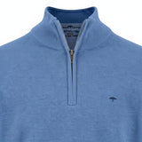 Fynch-Hatton - Mens Knitwear - Troyer-Zip, Superfine - Crystal Blue - Wildvine Clothing, Spalding, Lincolnshire