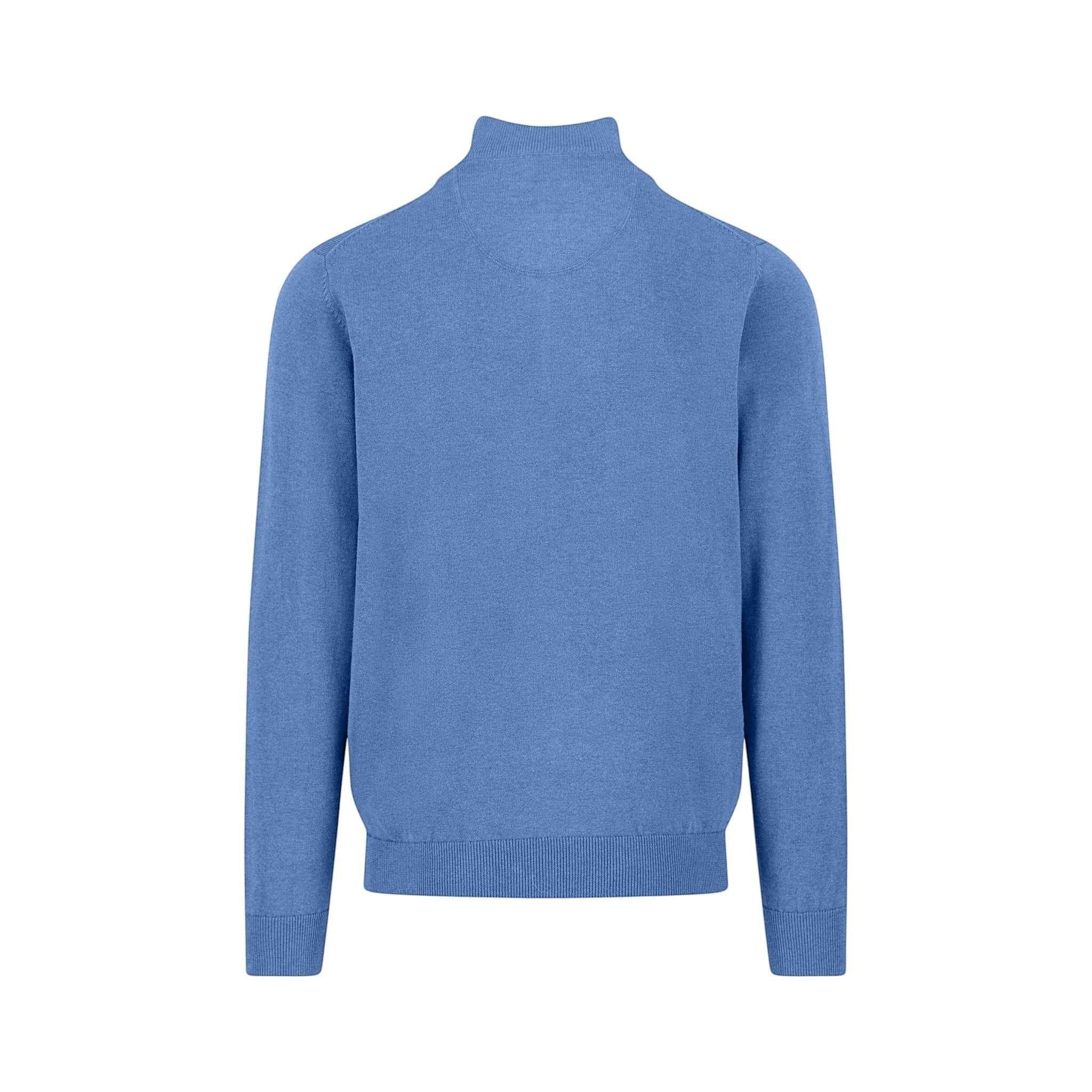 Fynch-Hatton - Mens Knitwear - Troyer-Zip, Superfine - Crystal Blue - Wildvine Clothing, Spalding, Lincolnshire