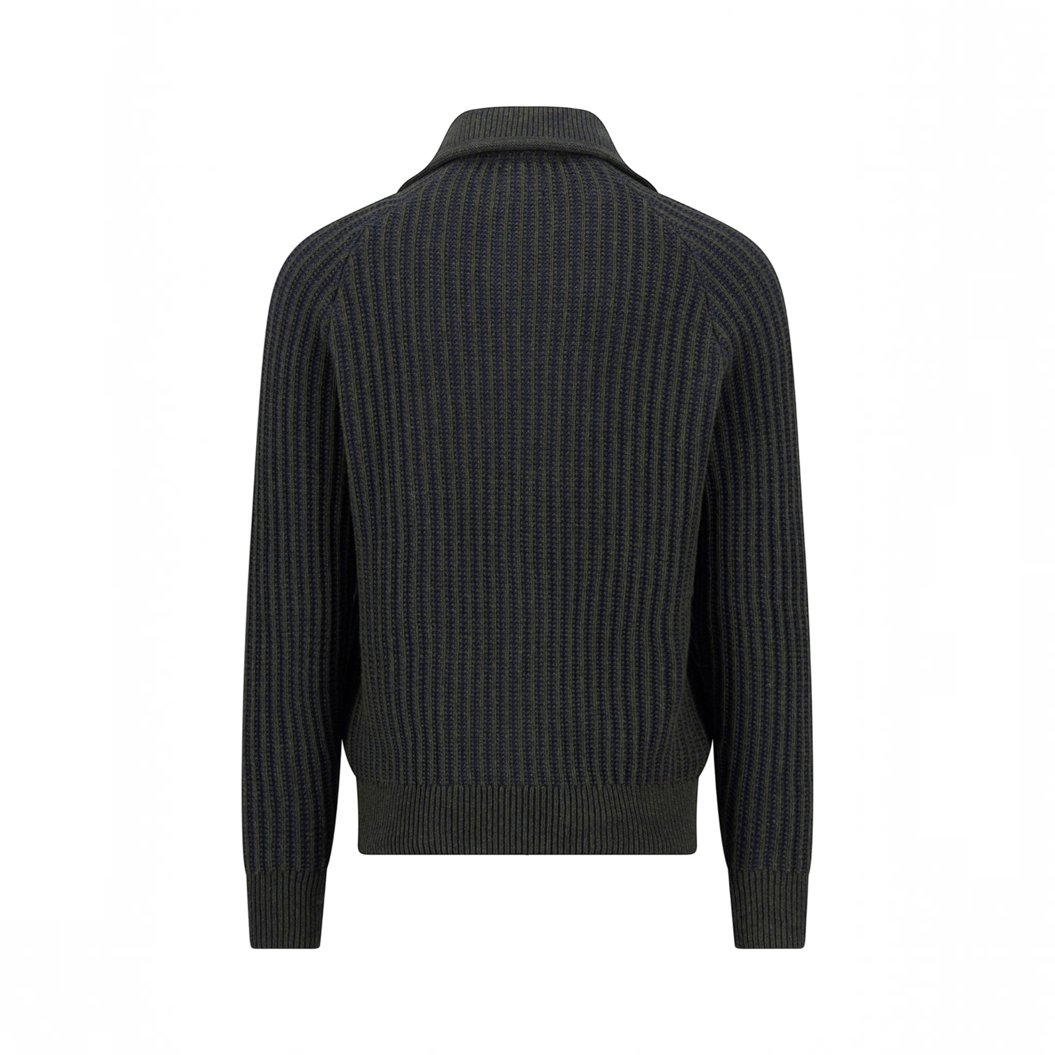 Fynch-Hatton - Mens Knitwear - 2-Tone Ribbed Zip Cardigan - Cypress - 1609618 749 - Wildvine Clothing, Spalding, Lincolnshire