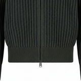 Fynch-Hatton - Mens Knitwear - 2-Tone Ribbed Zip Cardigan - Cypress - 1609618 749 - Wildvine Clothing, Spalding, Lincolnshire