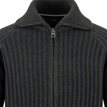Fynch-Hatton - Mens Knitwear - 2-Tone Ribbed Zip Cardigan - Cypress - 1609618 749 - Wildvine Clothing, Spalding, Lincolnshire