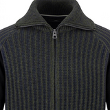 Fynch-Hatton - Mens Knitwear - 2-Tone Ribbed Zip Cardigan - Cypress - 1609618 749 - Wildvine Clothing, Spalding, Lincolnshire