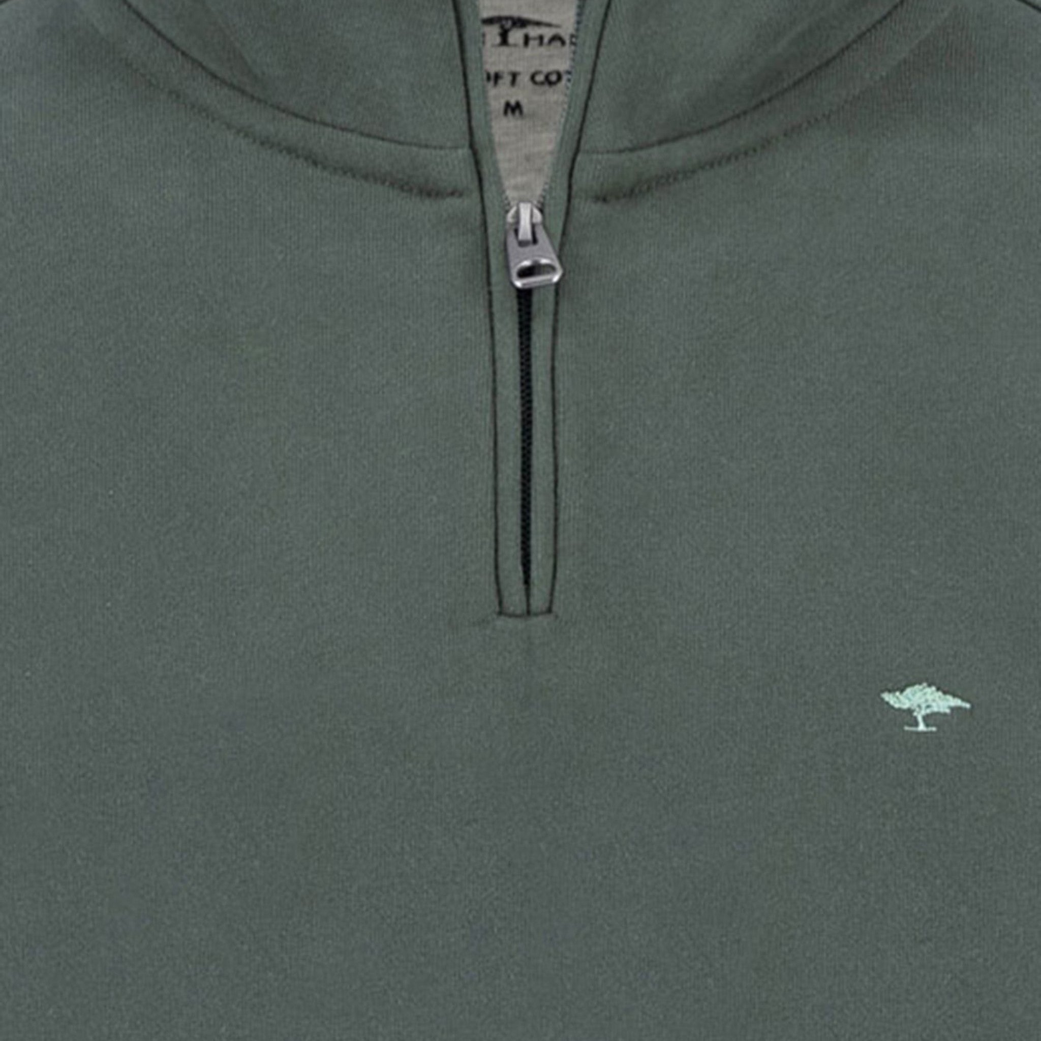 Fynch-Hatton - Mens Knitwear - Sweat Troyer-Zip - Dark Ivy - Wildvine Clothing, Spalding, Lincolnshire