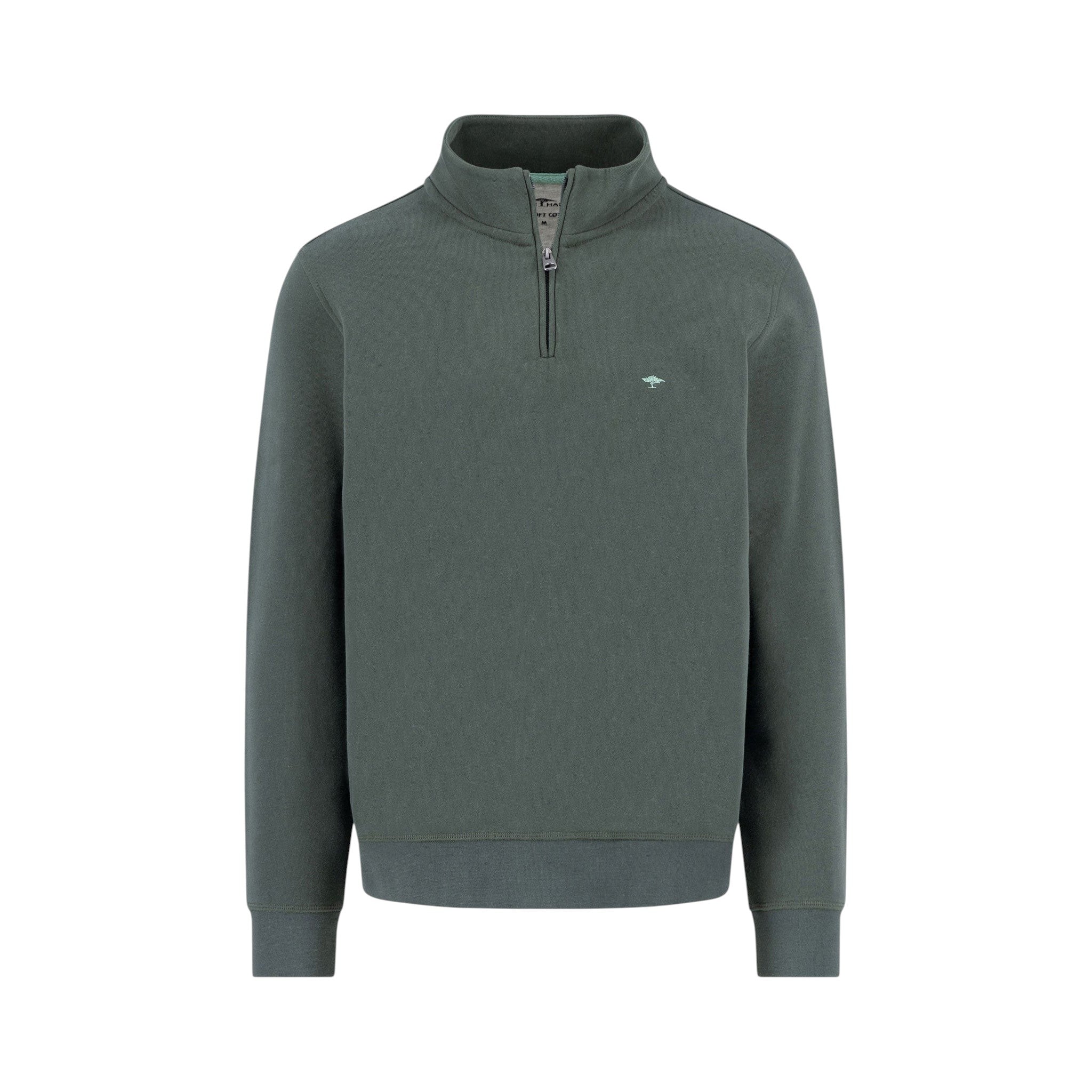 Fynch-Hatton - Mens Knitwear - Sweat Troyer-Zip - Dark Ivy - Wildvine Clothing, Spalding, Lincolnshire
