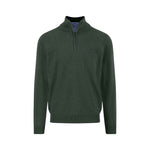 Fynch-Hatton - Mens Knitwear - Troyer-Zip, Superfine - Dark Ivy - Wildvine Clothing, Spalding, Lincolnshire