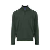 Fynch-Hatton - Mens Knitwear - Troyer-Zip, Superfine - Dark Ivy - Wildvine Clothing, Spalding, Lincolnshire