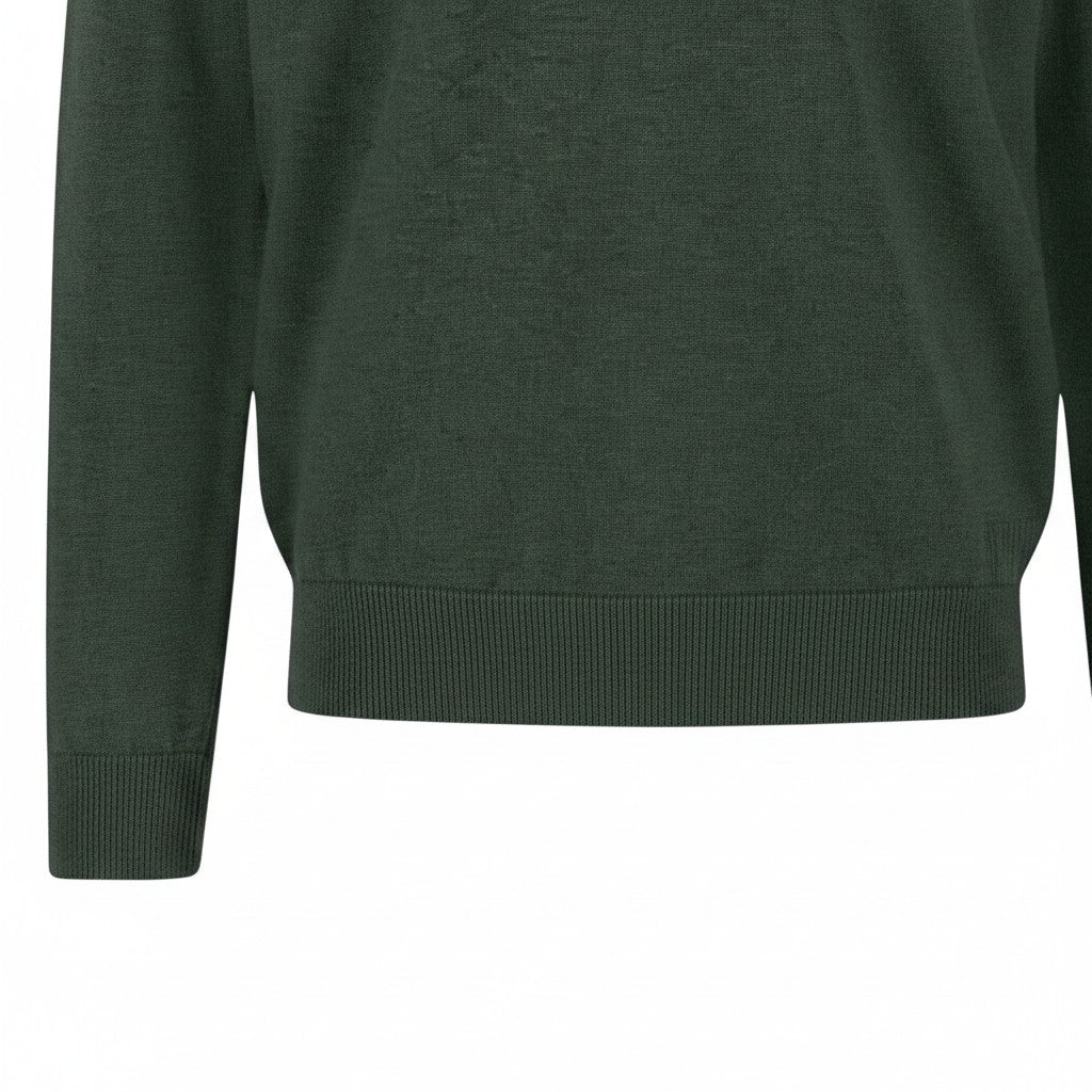Fynch-Hatton - Mens Knitwear - Troyer-Zip, Superfine - Dark Ivy - Wildvine Clothing, Spalding, Lincolnshire