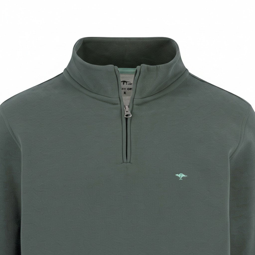Fynch-Hatton - Mens Knitwear - Sweat Troyer-Zip - Dark Ivy - Wildvine Clothing, Spalding, Lincolnshire