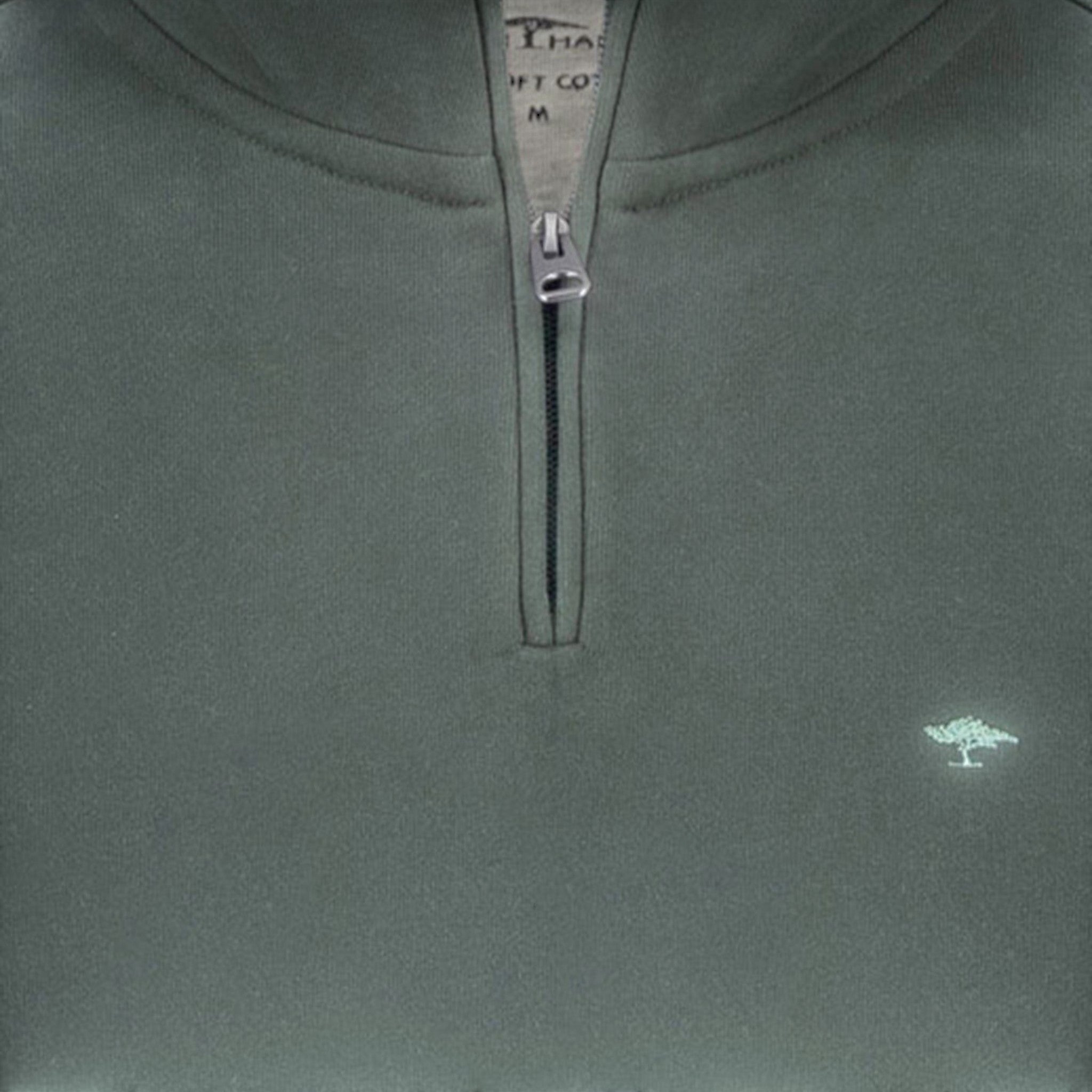 Fynch-Hatton - Mens Knitwear - Sweat Troyer-Zip - Dark Ivy - Wildvine Clothing, Spalding, Lincolnshire