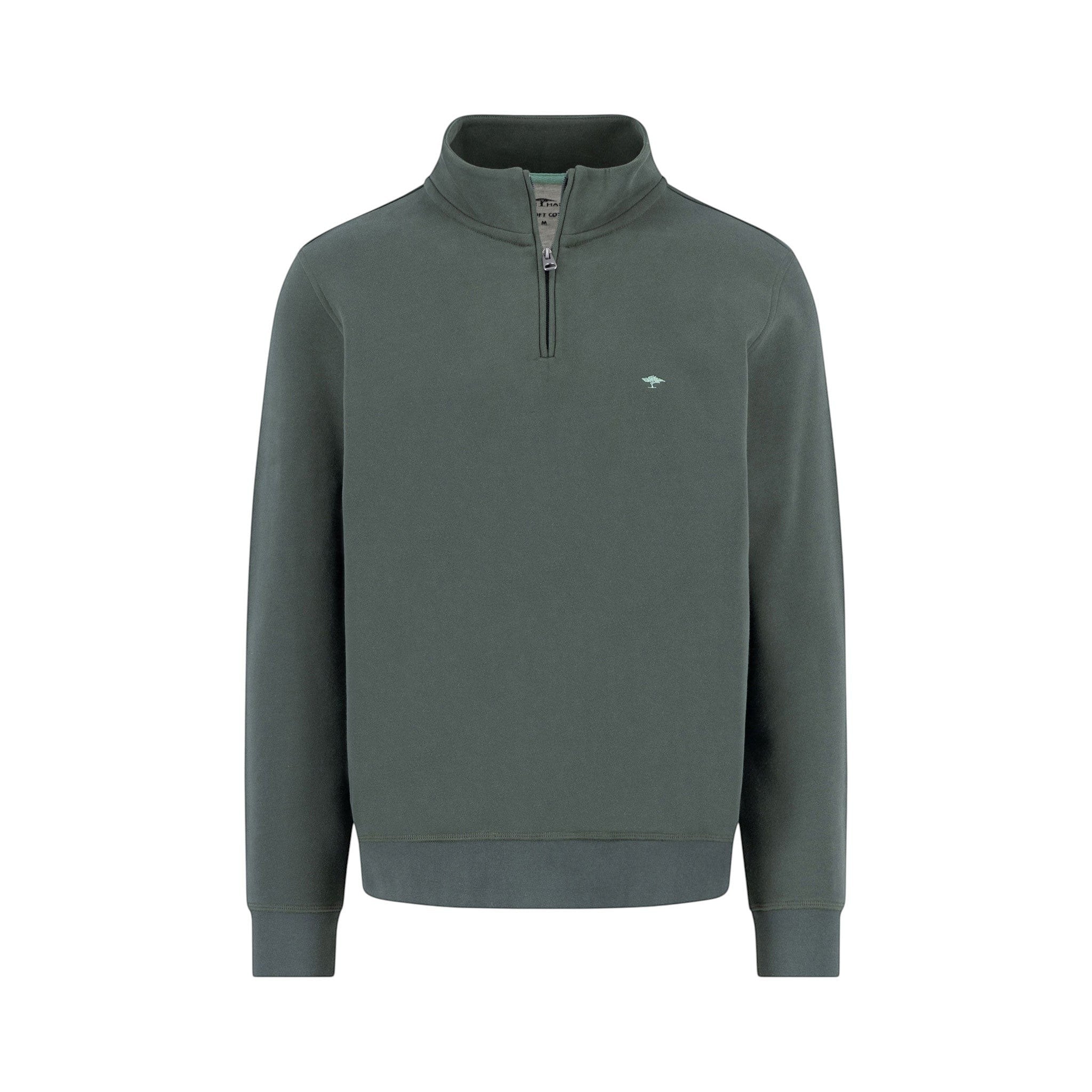 Fynch-Hatton - Mens Knitwear - Sweat Troyer-Zip - Dark Ivy - Wildvine Clothing, Spalding, Lincolnshire