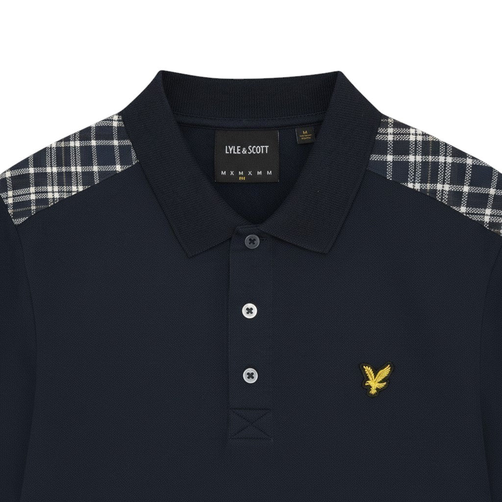 Lyle & Scott - Mens Check Panelled Polo Shirt - Dark Navy SP2470V Z271 - Wildvine Clothing, Spalding, Lincolnshire