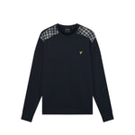Lyle & Scott - Mens Check Panelled Crewneck Sweatshirt - Dark Navy ML2597V Z271 - Wildvine Clothing, Spalding, Lincolnshire