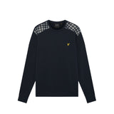 Lyle & Scott - Mens Check Panelled Crewneck Sweatshirt - Dark Navy ML2597V Z271 - Wildvine Clothing, Spalding, Lincolnshire