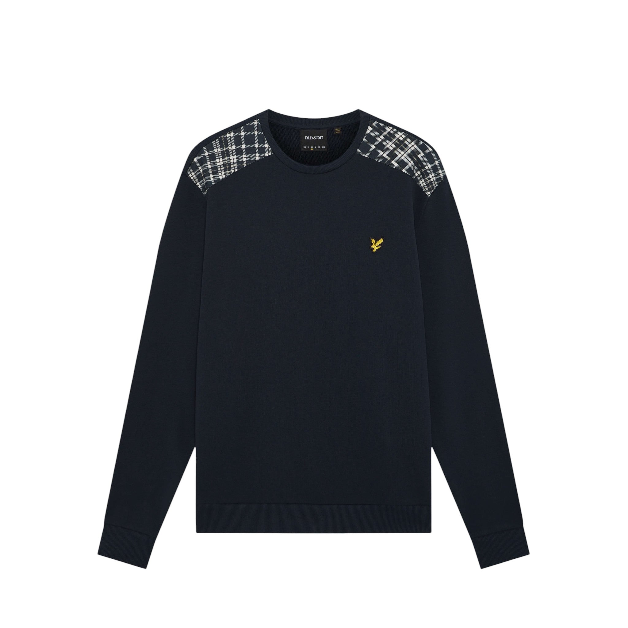 Lyle & Scott - Mens Check Panelled Crewneck Sweatshirt - Dark Navy ML2597V Z271 - Wildvine Clothing, Spalding, Lincolnshire